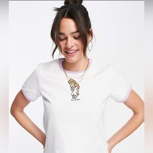 Levi's The Simpsons Janey embroidered kidcore 90’s retro ringer cropped t small